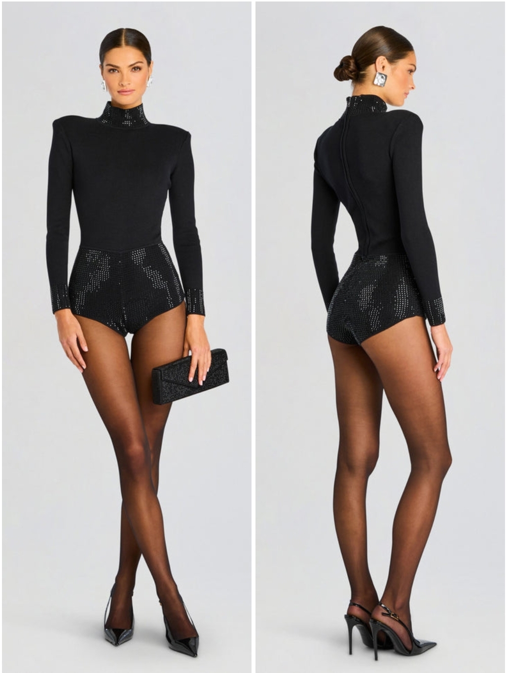 Retrofete Bethanie Embellished Romper Black Large NWT New